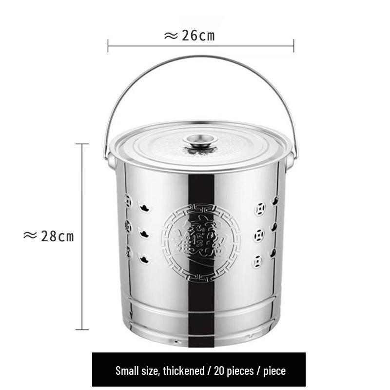 Stainless Steel Outdoor Worship Money Burning Bucket for Wealth and Treasure Rituals