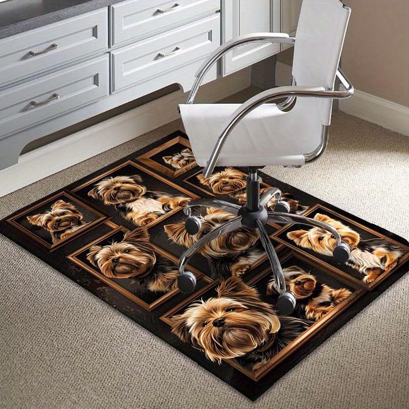 Yorkshire Terrier Dog Pattern Office Chair Mat - Durable Polyester,Large 2.16m² Area Rug for Home & Office Decor,Perfect Holiday Gift