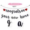 New Home New Chapter Banner, Pre-strung Congrats On Your New Home Banner, Black Glitter Housewarming Party Decorations, Home Decor