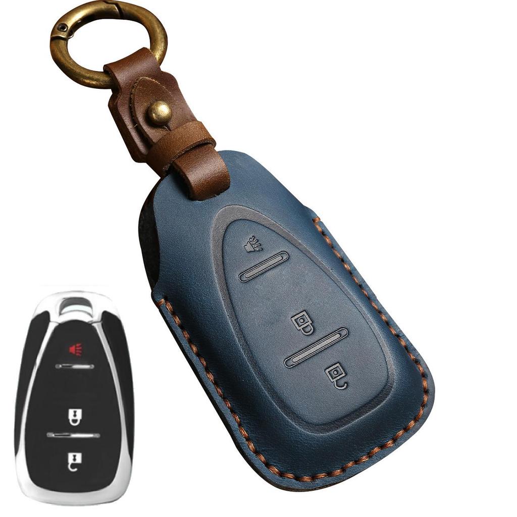 Genuine Leather Car Key Cover for Chevrolet Cruze, Malibu, Trax, Onix (21 Models)