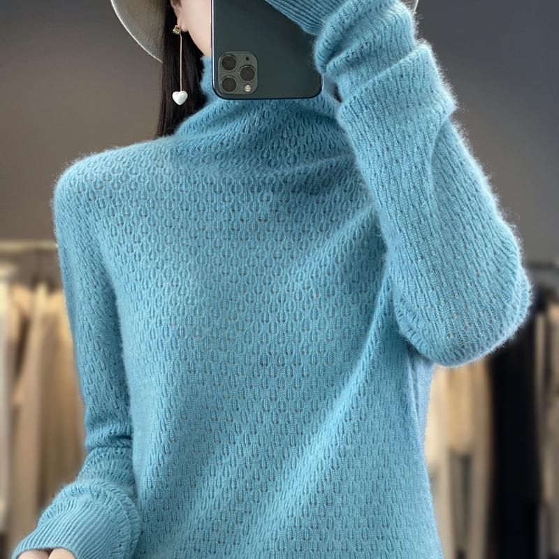 Damen Rollkragenpullover, Qinghe Kaschmir, 30% Kaschmir 70% Wolle, Winter Strickpullover Herbstpullover Kaschmirpullover