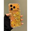 Apple Air 17 God of Wealth Glitter Gold Foil Transparent Anti-Fall Phone Case for 13 Pro/14/15 Plus