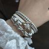Multilayer Heart Bracelet Gothic Three Layers Bracelet Cool Rhinestone Leather Bracelet  Female