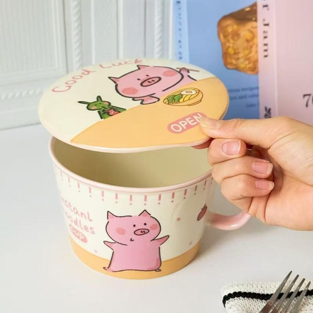 Lamb Instant Noodle Bowl with Lid Dormitory Students' High-value Noodle Bowls, Microwave Rice,Canteen Cooking,Special Tableware