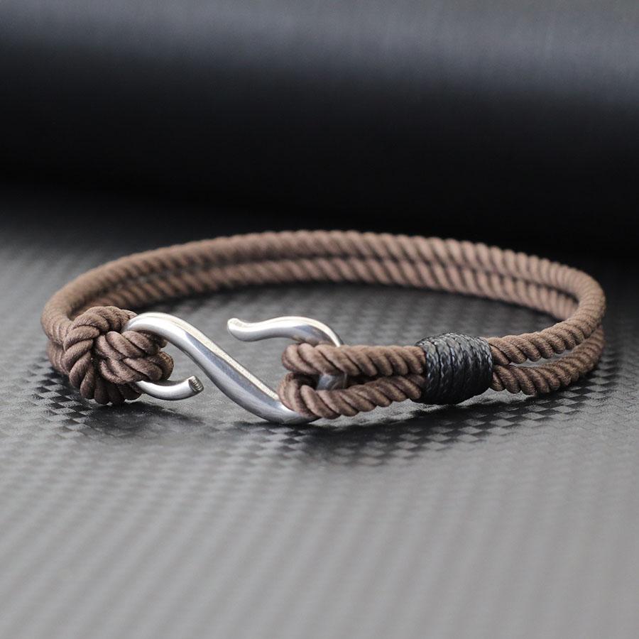 S Shape Fish Hook Double Layer Bracelet Men Women Handmade Milanese Rope Stainless Steel Hand Rope Beach Jewelry Accessories