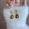 Maillard Atmosphere Brown Irregular Water Drop Earrings, Light Luxury Niche Retro Oval Earrings