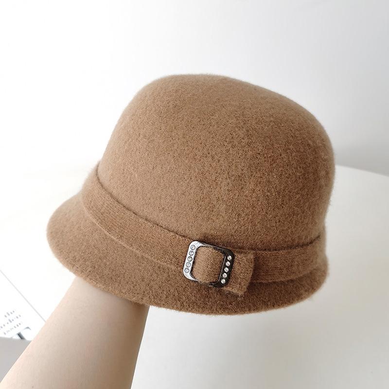 Wool Hat Women's Autumn and Winter New Face Small Top Hat Hepburn Style French Elegant Retro Bucket Hat Basin Hat