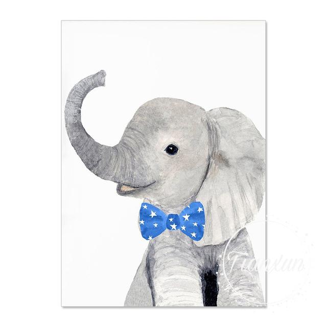 Blue Bow Tie lovely Animal Canvas Painting With Poaters And Prints Wall Art Tiger Picture For Boys Room On The Wall Room Decor No Frame