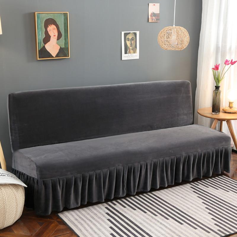 

Еластична оксамитова накидка на диван-ліжко-футон Безрука товста плюшева накидка на диван зі спідницею. S 120-140cm