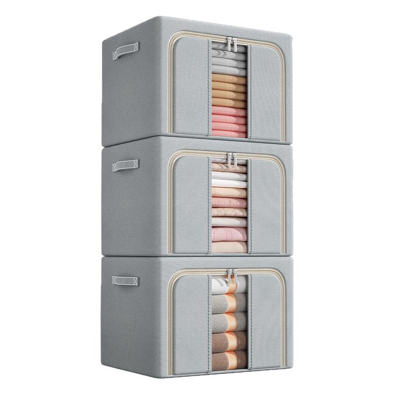 Steel Frame Oxford Cloth Foldable Storage Box - Moisture-Proof, Large Capacity for Clothes & Home Organization