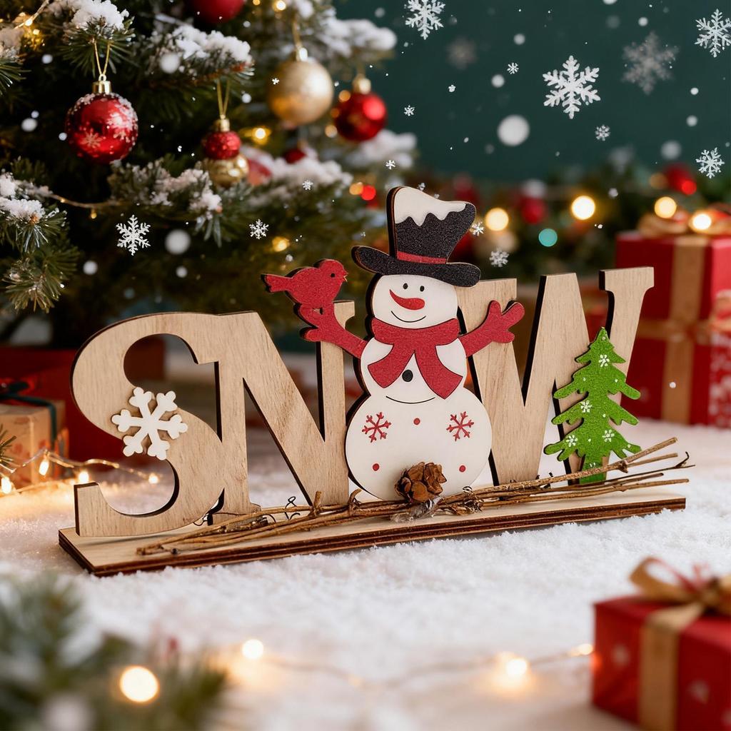 Christmas Tabletop Decor Santa Claus Snowman Centerpiece Wooden Christmas Decorations for Home for Holiday Winter Bathroom