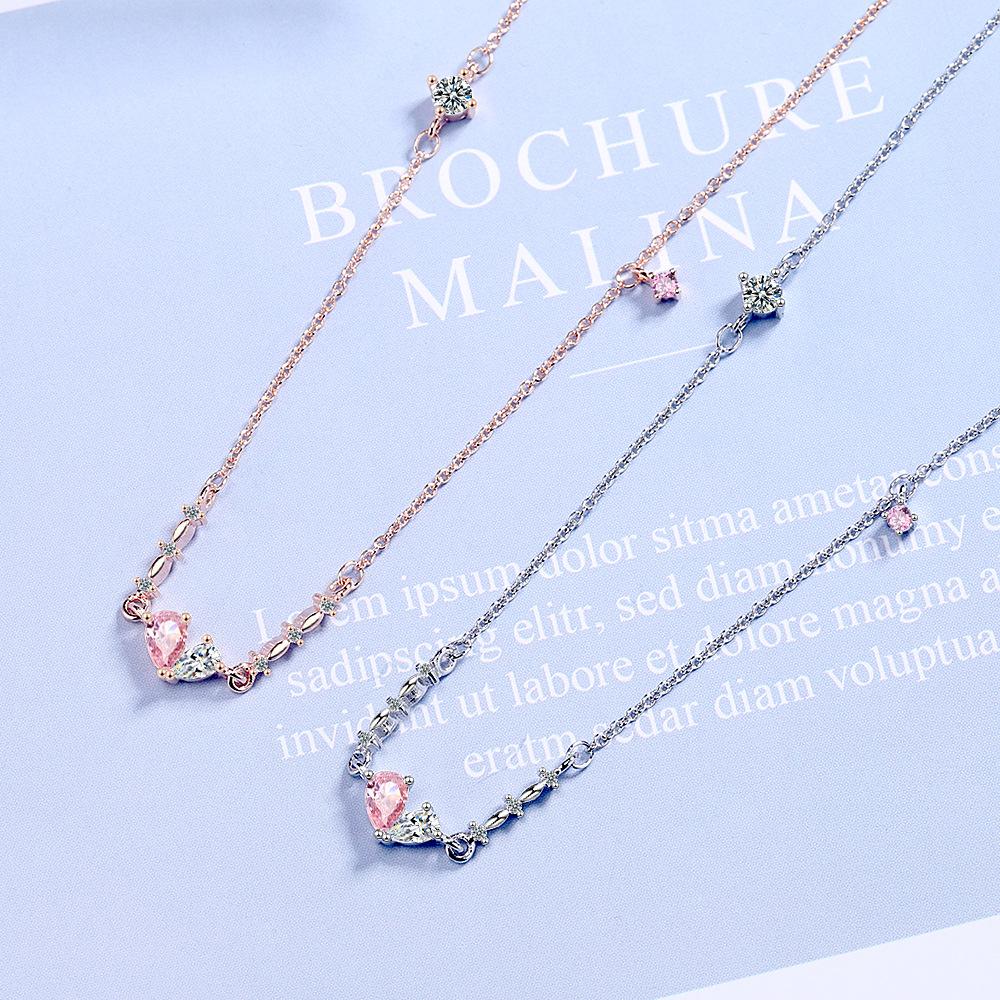 Real Money 925 Sterling Silver Simple Sweet Crystal Bownot Pendant Necklace for Women Men Wedding Party Jewelry Gift