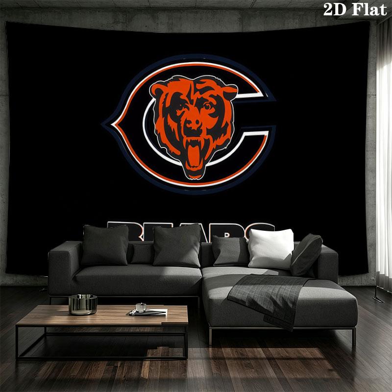 Chicago Bears Wall Tapestry, Aesthetic Printed Fabric Blanket, Suitable for Bedroom, Living Room, and Home Decor.