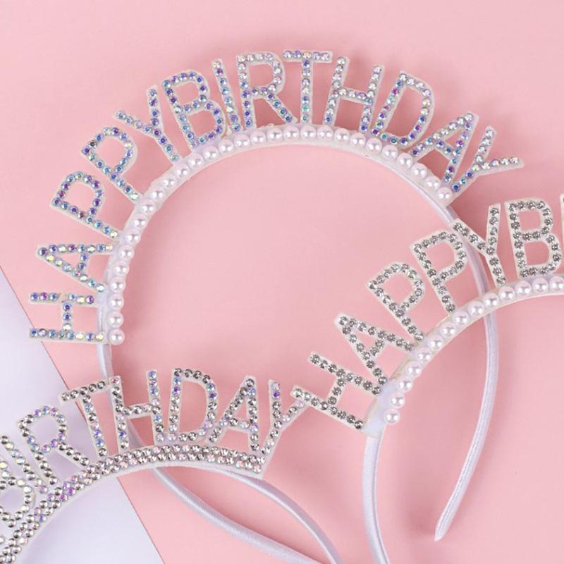 Sweet Birthday Girl Headband Metal Alloy  Birthday Party Tiara Hair Hoop Princess Crown Women Headwear