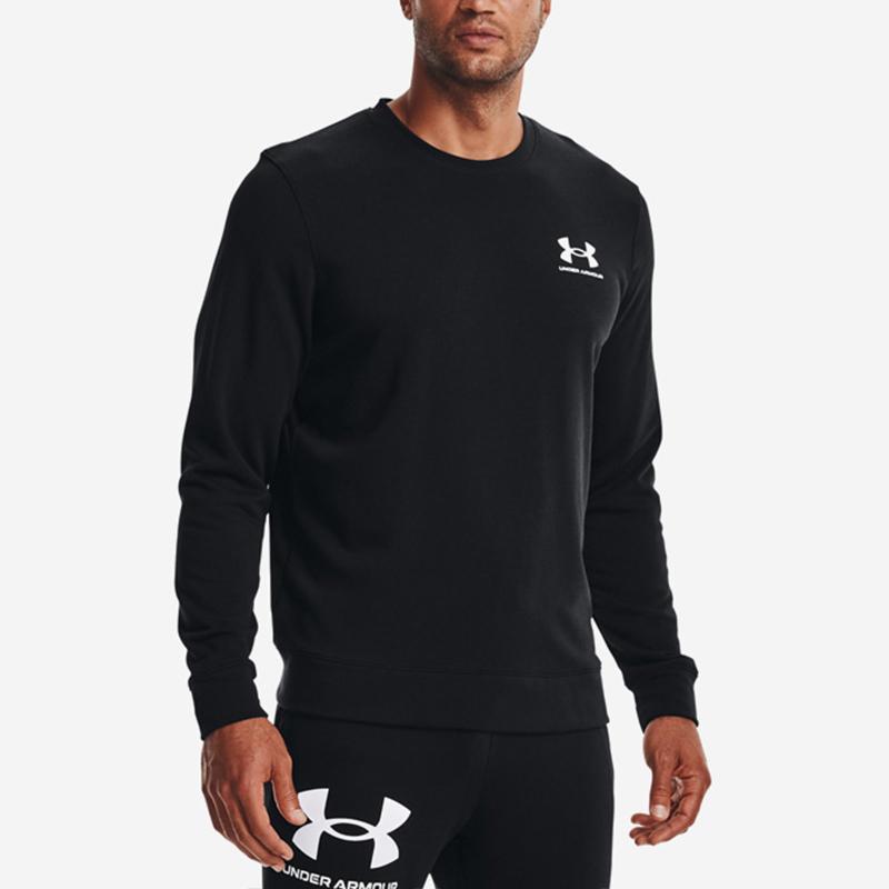 Under Armour Solid Logo Print Crewneck Pullover Sweatshirt Men Sweatshirt Black 1370404-001