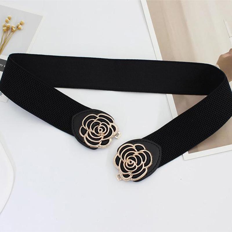 Curea Lată Elastică cu Cataramă Retro în Formă de Floare Pentru Rochii Dama Curea de Talie Accesorii Vestimentare Decorare Petrecere