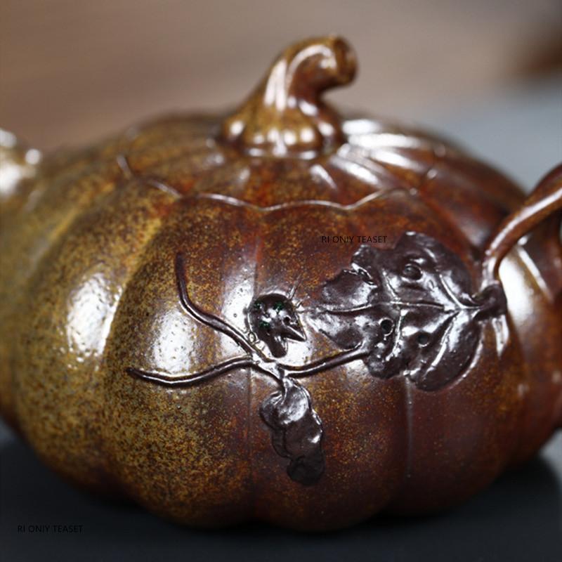 270ml Chinese Yixing Purple Clay Teapot Retro Handmade Pumpkin Shape Tea Pot Household Beauty Kettle Zisha Tea Set Customized