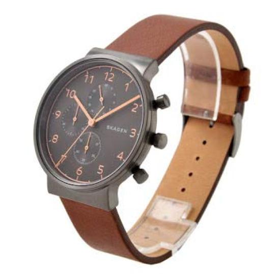 Skagen SKAGEN Anchor 40mm Chronograph Watch, Gray Silver, SKW6418, Men's [Used]