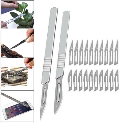 20pçs Lâminas de Bisturi de Aço Carbono + 2pçs Cabo DIY Corte Reparo de PCB Ferramentas Manuais