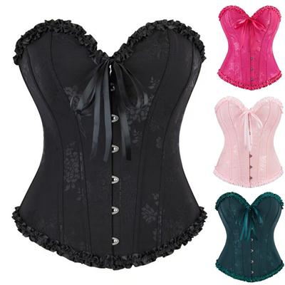 Corset Multi-colored Waist Ribbon Jacquard Court Corset Steel Buckle Belly Support Chest Corset