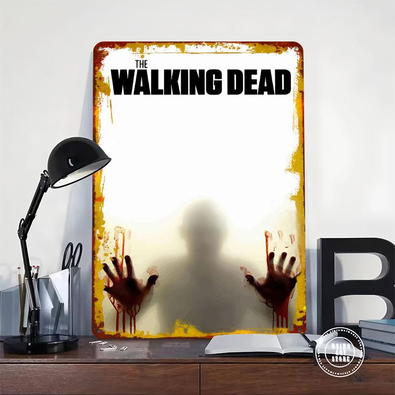 the Walking Dead Tinplate Poster Customized Wall Art Vintage Retro Metal Signs for Gaming Room Decoration Cozy Man Cave Decor