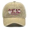 Snapback Baseball Cap With "QATAR" "YALLA QATAR" Flag Printed , Adjustable Baseball Hat Hip Hop Raw Brim Simple Fashion Sun Hat