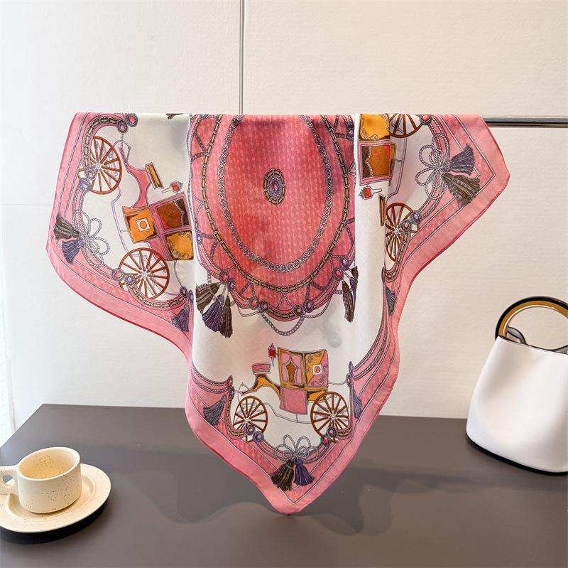 Polka Dot Style Herringbone Pattern Cotton And Linen Small Square Scarf Silk Scarf Imitation Velvet Headscarf Shawl Sun Protection Scarf Women'S Scarf