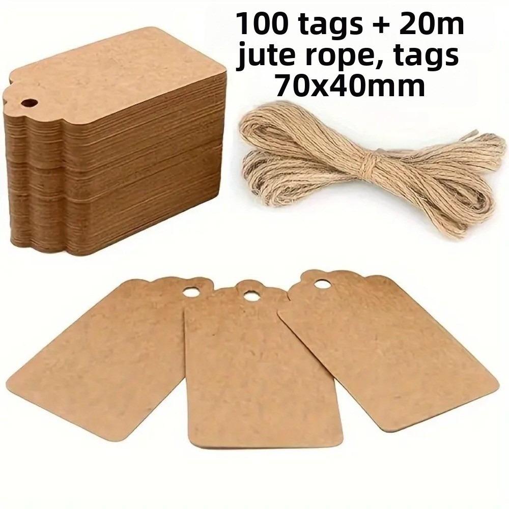 

100Pcs with Strings Kraft Paper Hanging Tags DIY Blank Gift Tags Cardboard Gift Packing Cards Candy Packaging Decor as show коричневий