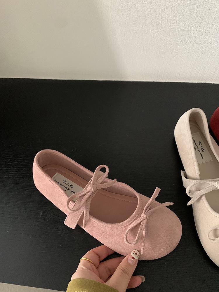 French evening wind Mary Jane shoes shoes soft sole single shoes ballet shoes early spring flat shoes women's shoes skirt with bow