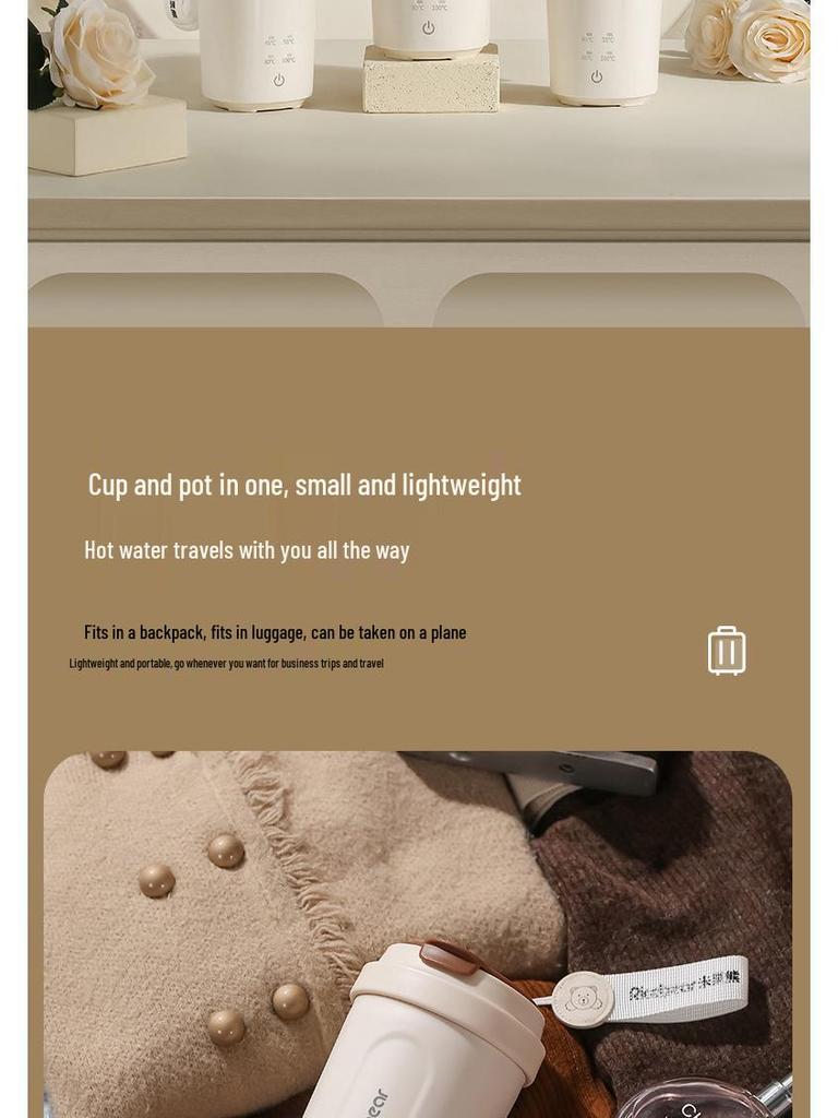 Portable Mini Smart Electric Kettle and Insulated Water Cup with USB Charging for Travel.