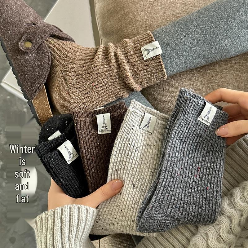 Women's Thickened Mid-Calf Cashmere Wool Socks - Warm Winter Dot Pattern