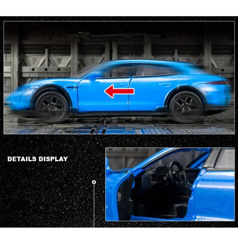 1/36 Porsche Taycan Turbo S Cross Turismo Alloy Sports Car Model Diecast Metal Race Car Vehicles Model Sound Light Kids Toy Gift