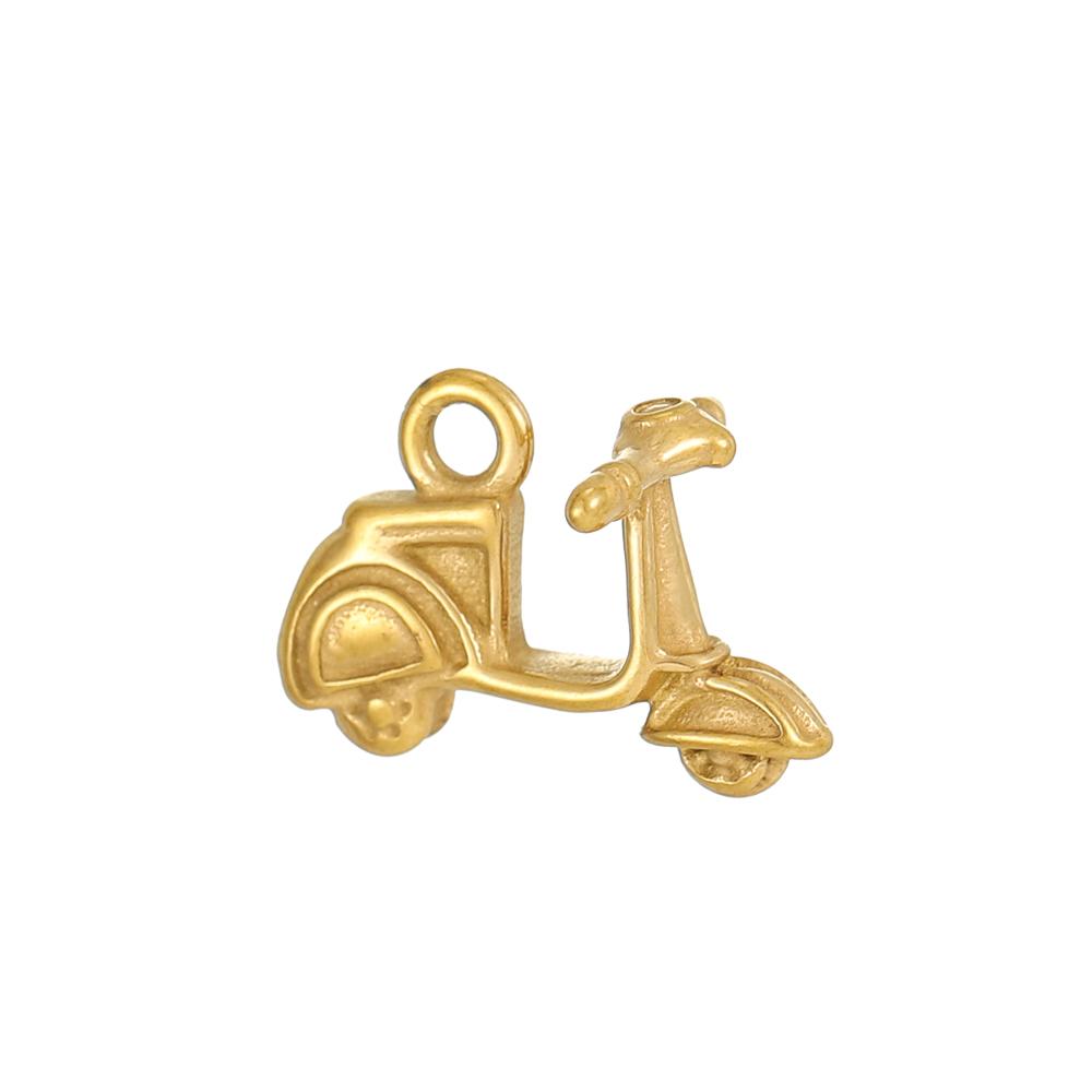CARLIDANA Stainless Steel Coffee Teapot Cup Bike Scissors Charms White Collar Leisure Series Gold Plated DIY Charm Accessories