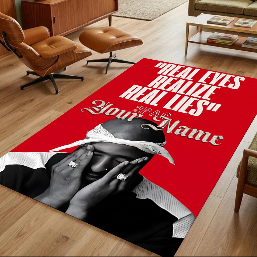 2pac Customize Text Carpet Design for Playrooms Living Rooms Balcony Hallway Anti-slip Rug Office Home Decor Best for Christmas