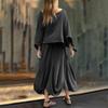 Women's Fashion Color Round Neck Long Sleeved Top Loose Skirt Two Piece Casual Set