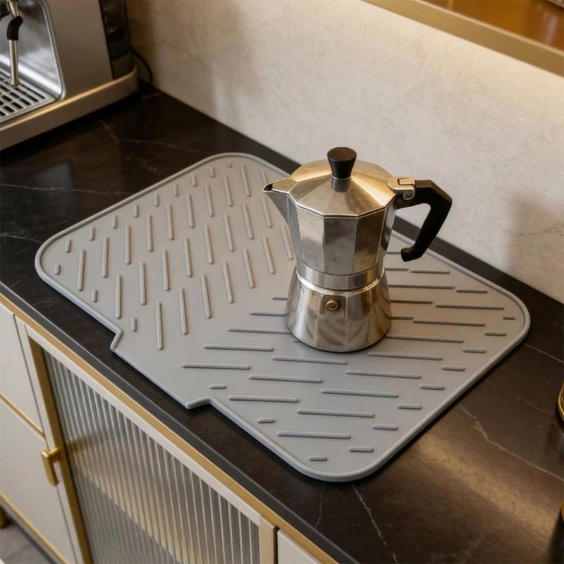 Flexible Sink Drying Pad For Dishes Having Sloped Structure And Efficient Moisture Removal To Maintain Area Dry And neat