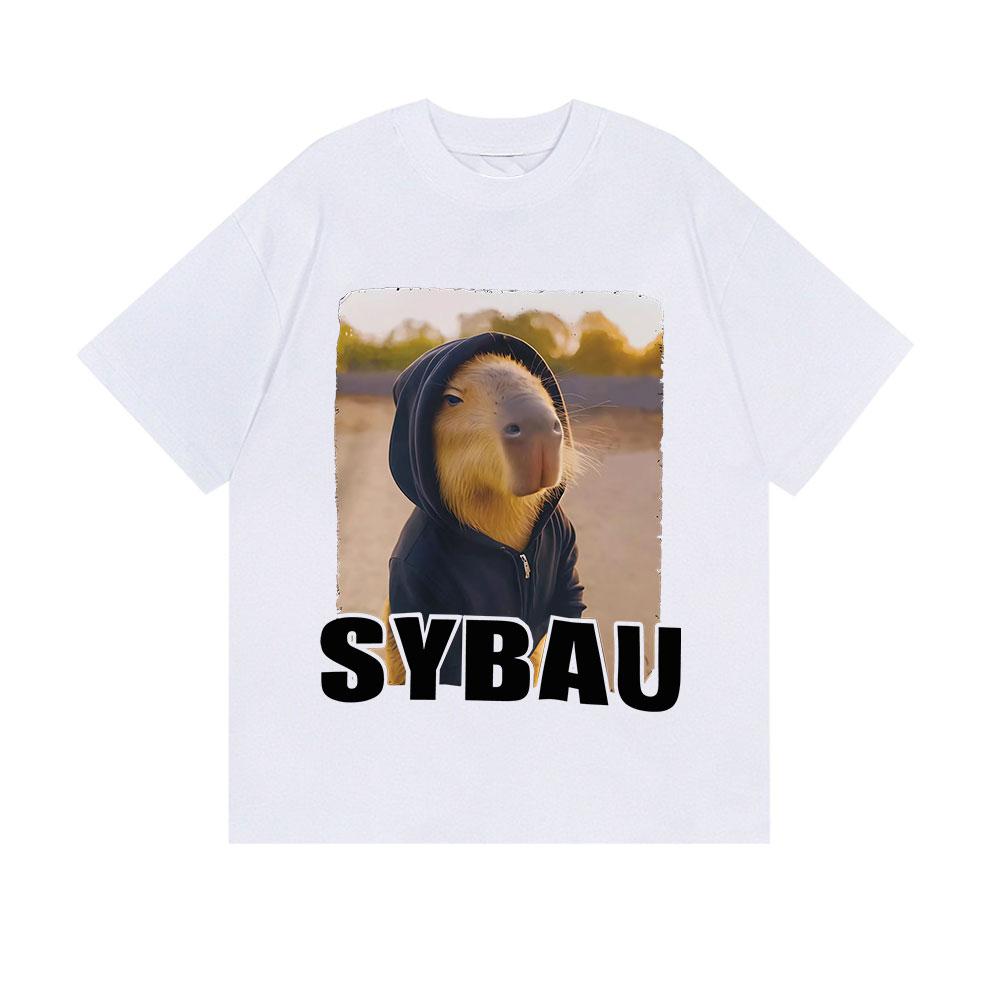 

Funny SYBAU Capybara Meme Graphic Printed Tshirt Women Fashion Tshirts Summer ONeck Short Sleeve Casual Tops Clothing S