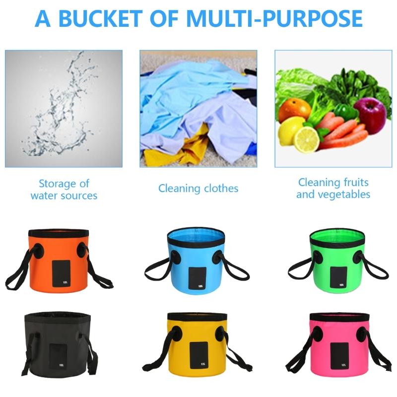 Foldable Bucket, Folding Bucket Wash Basin with Handle, Portable Water Container 12L for Camping Fishing
