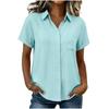 Women's Casual Short Sleeve Button Down Shirt Relaxed Fit Lightweight Blouse with Collar and Front Pocket for Everyday Wear