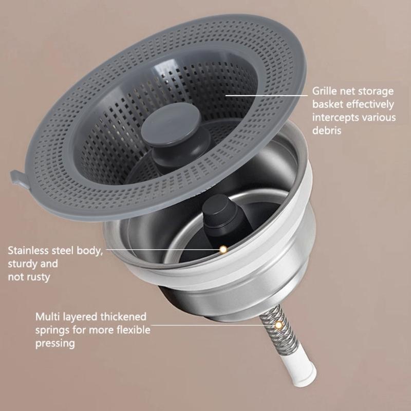 General Kitchen Sink Drain Strainer Stainless Steel Practical Sink Filter Efficient Filtering Kitchen Sink Plugs