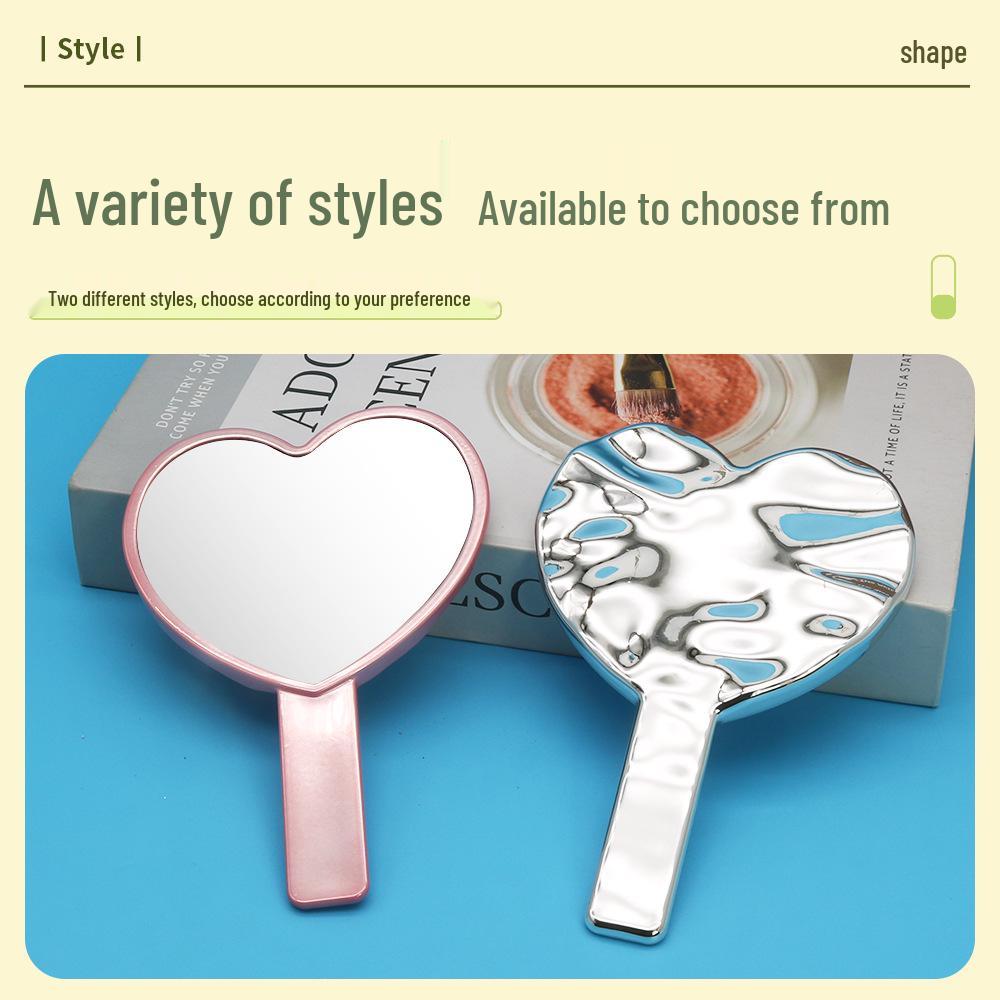 Heart-Shaped Electroplated Handheld Makeup Mirror - Mini Vanity Design