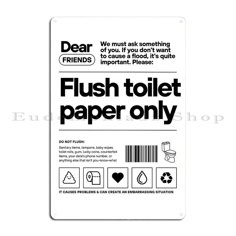 

Смывайте только туалетную бумагу Плакат Знак Металлический знак Дизайн Настенный декор Украшение Персонаж Фреска Жестяной знак Плакат 20x30cm