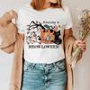 Trendy Cute Casual Short Sleeved Cat Pumpkin Pattern T-Shirt Cartoon Top Women's Fashionable Printed Autumn Loose Style T-Shirt