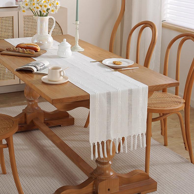 Nordic Jacquard Geometric Table Flag Fringed Fashion Tea Flag Dining Flag Long Polyester Cotton Tablecloth