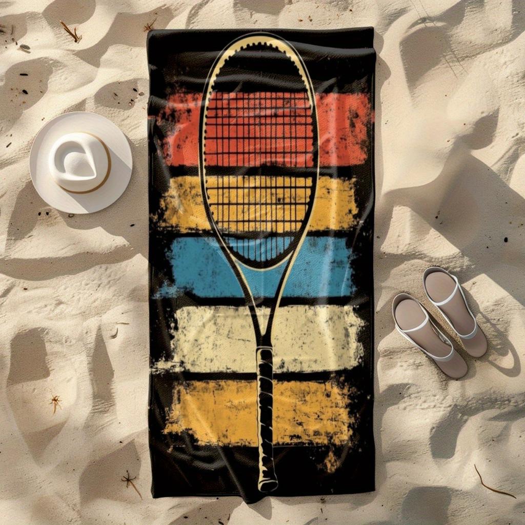 Tennis Schläger Druck Extra Groß Strandtuch Mikrofaser Schnelltrocknend Sandfrei Für Pool Yoga Reisen