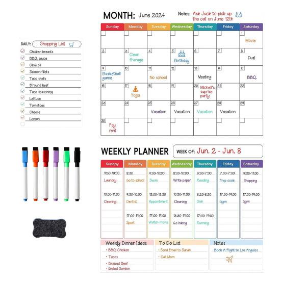 3Pcs/Set Magnetic Whiteboard Stickers with Pens Blackboard Eraser Grocery Lists Chore Charts Menus
