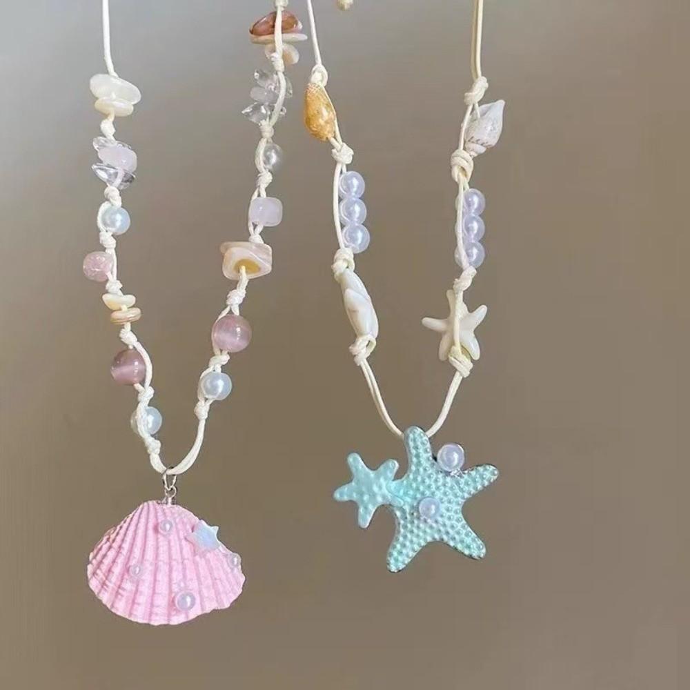 Beach Surfer Starfish Shell Choker Dopamine Bead Trendy Beach Necklace  Holiday Choker