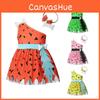 Vestito estivo per bambini The Croods per Halloween in cotone con fascia per capelli per neonati