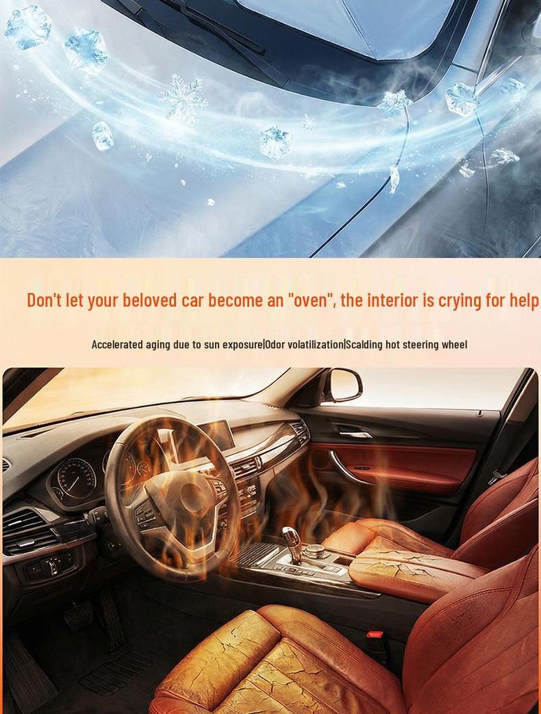 Car Sunshade Umbrella: Silver-Coated Heat Insulation & Anti-Glare Front Windshield Protector