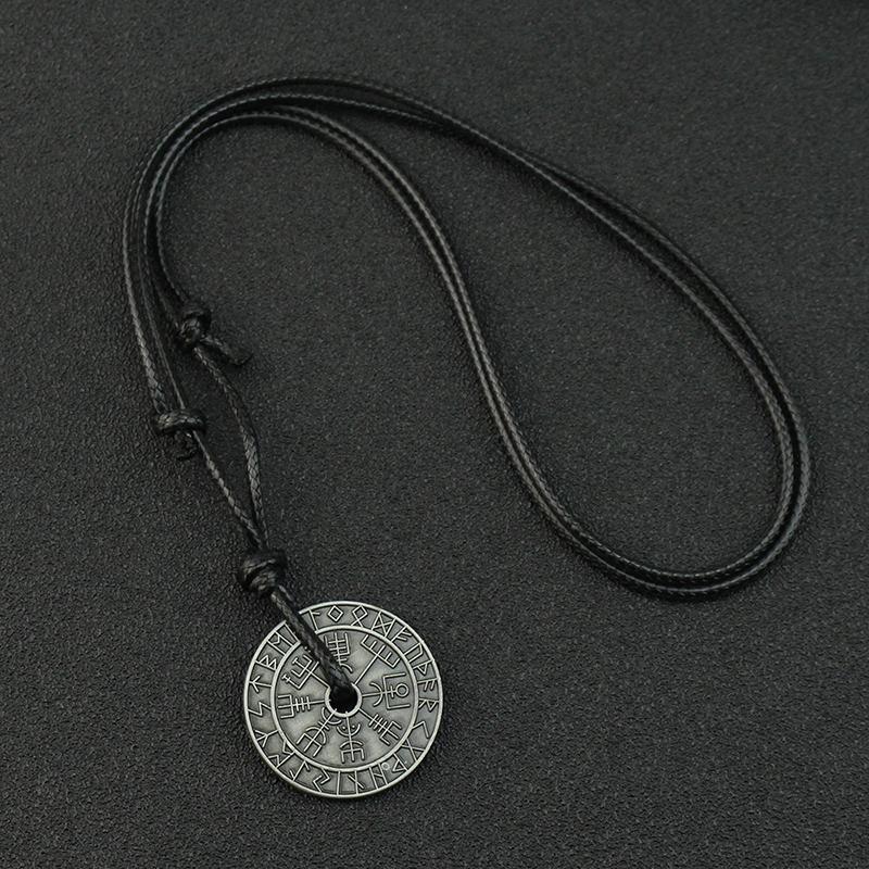 Personality Trend Vintage Viking Rune Compass Pendant Necklace Jewelry High Quality Metal Amulet For Men Accessories Gift